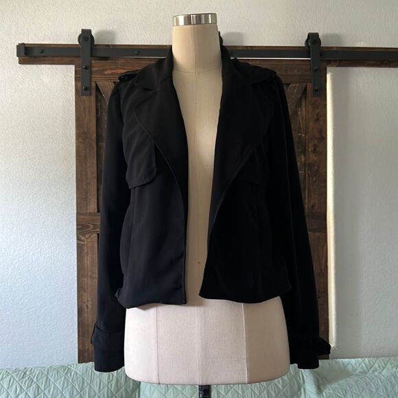 Zara black open front Jacket blazer Sz-Small - Picture 1 of 11